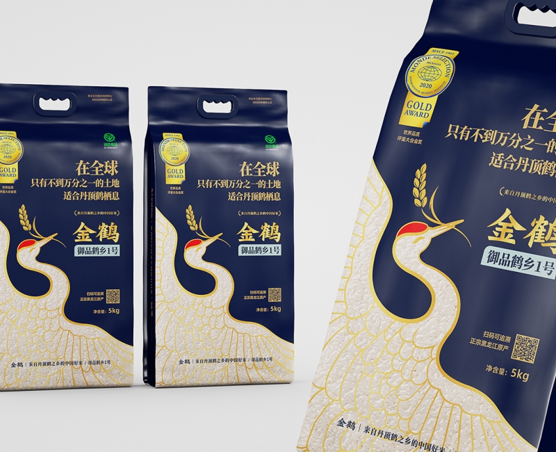 金鹤东北大米包装全案设计包装设计案例 - 四喜设计作品